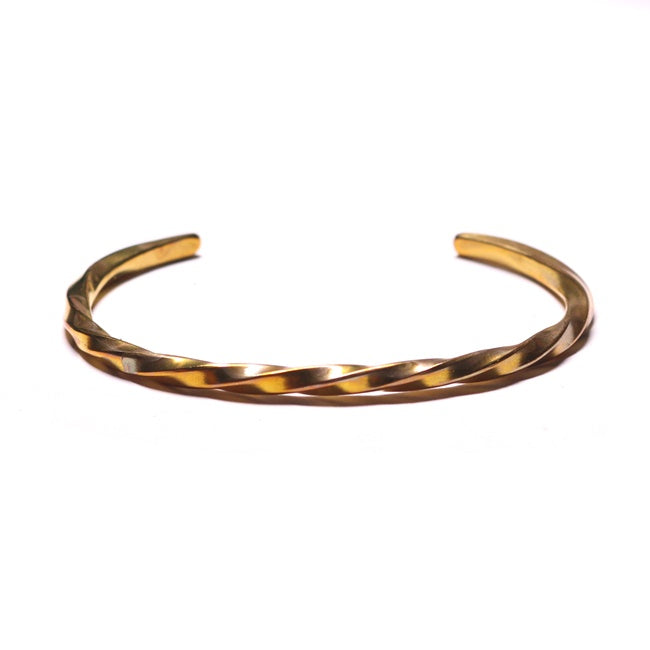 Brass Narrow Twist Bangle Bracelet